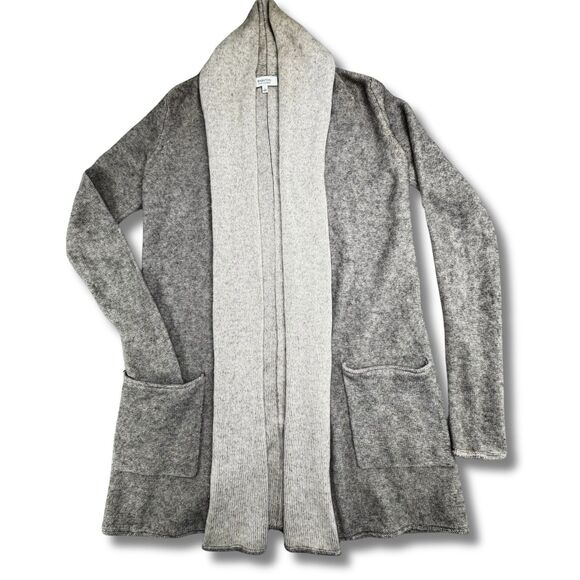 Aritzia Babaton Cashmere Wool Cardigan Sweater Wmns Sz S Gray Pockets Open Front - Picture 3 of 15
